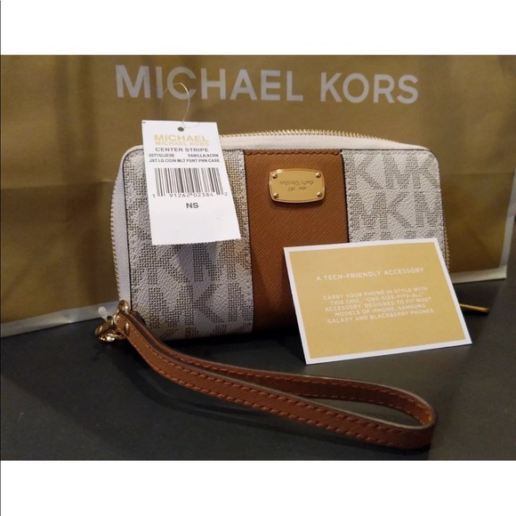 Michael kors center stripe wallet/ph case vanilla - Picture 5 of 8